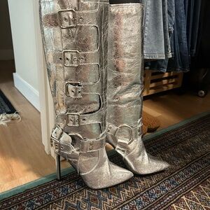 Silver Women's Knee-High Boots